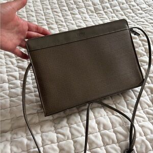 Vintage Esprit Brown Leather trimmed Messenger Bag